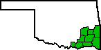 Outline of Oklahoma with Division 2 hilighted