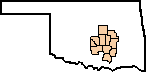 Outline of Oklahoma with Division 3 hi-lighted Outline of Oklahoma with Division 2 hi-lighted