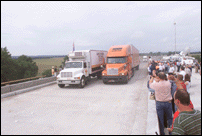 First Trucks Crossing  Bridge  Eastbound