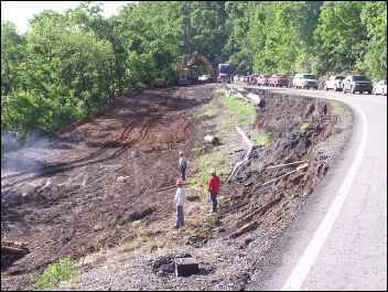 Picture showing landslide damage to highway