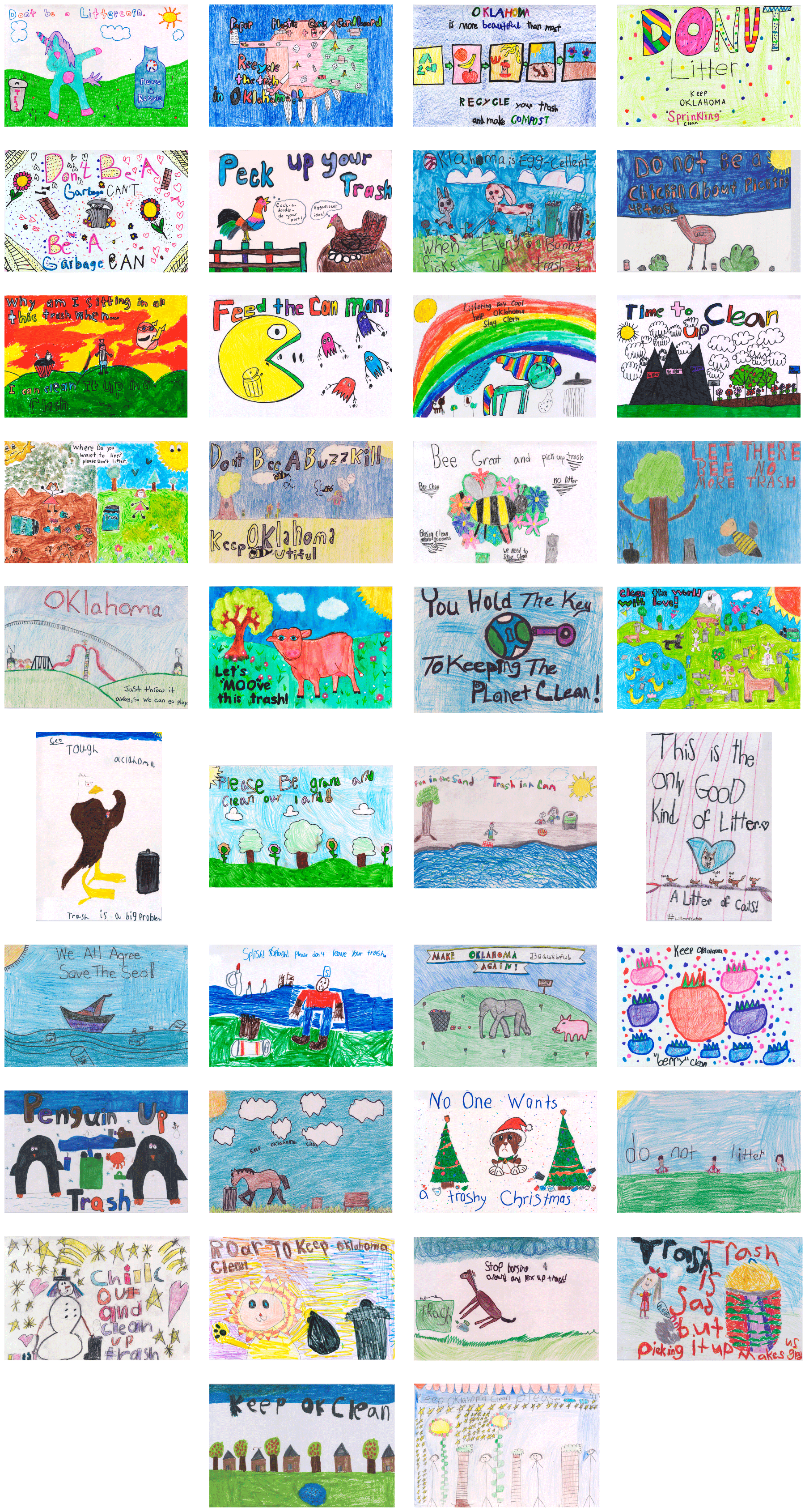 compilation image of children's hand-drawn art posters