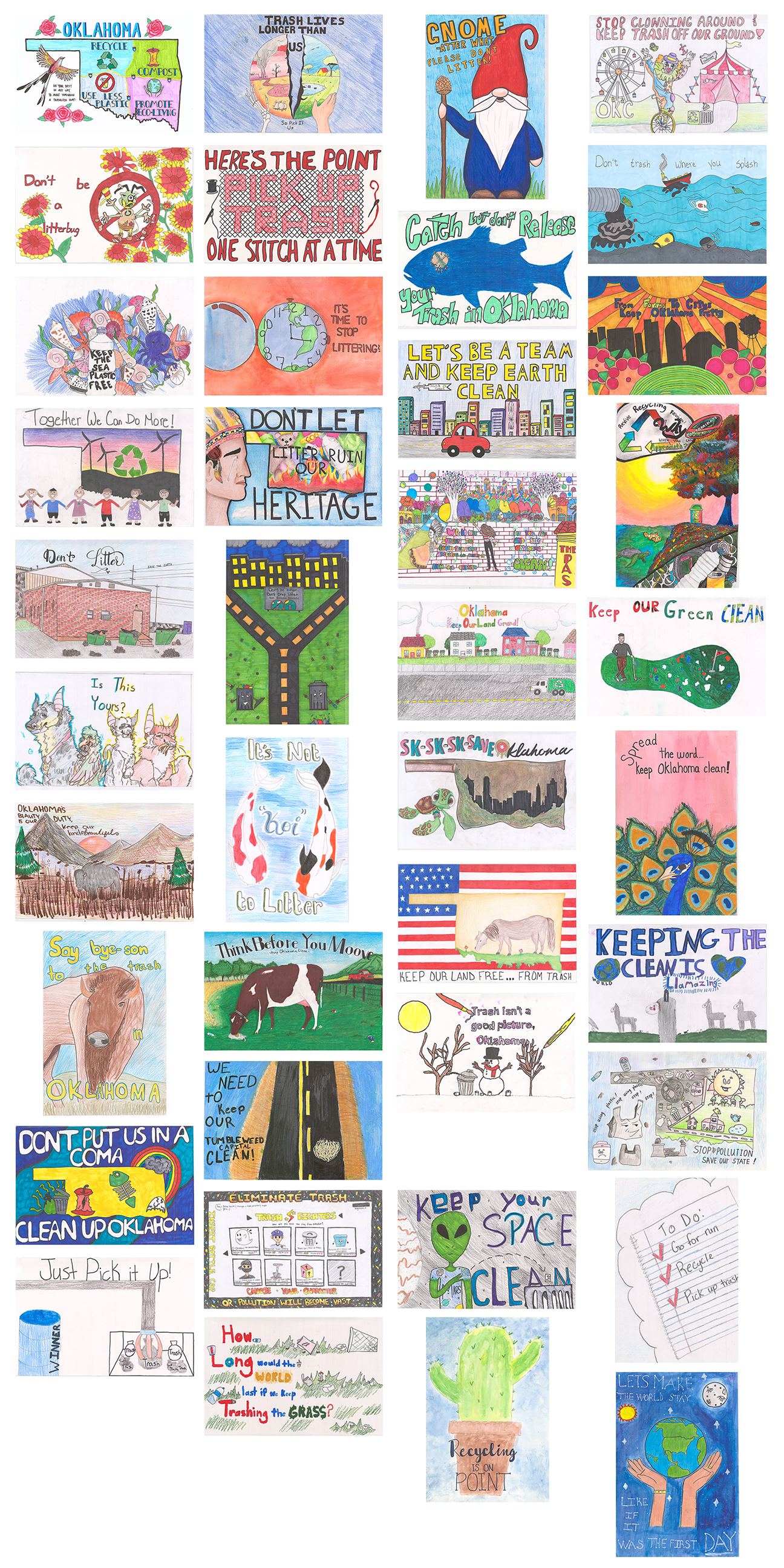 compilation image of children's hand-drawn art posters