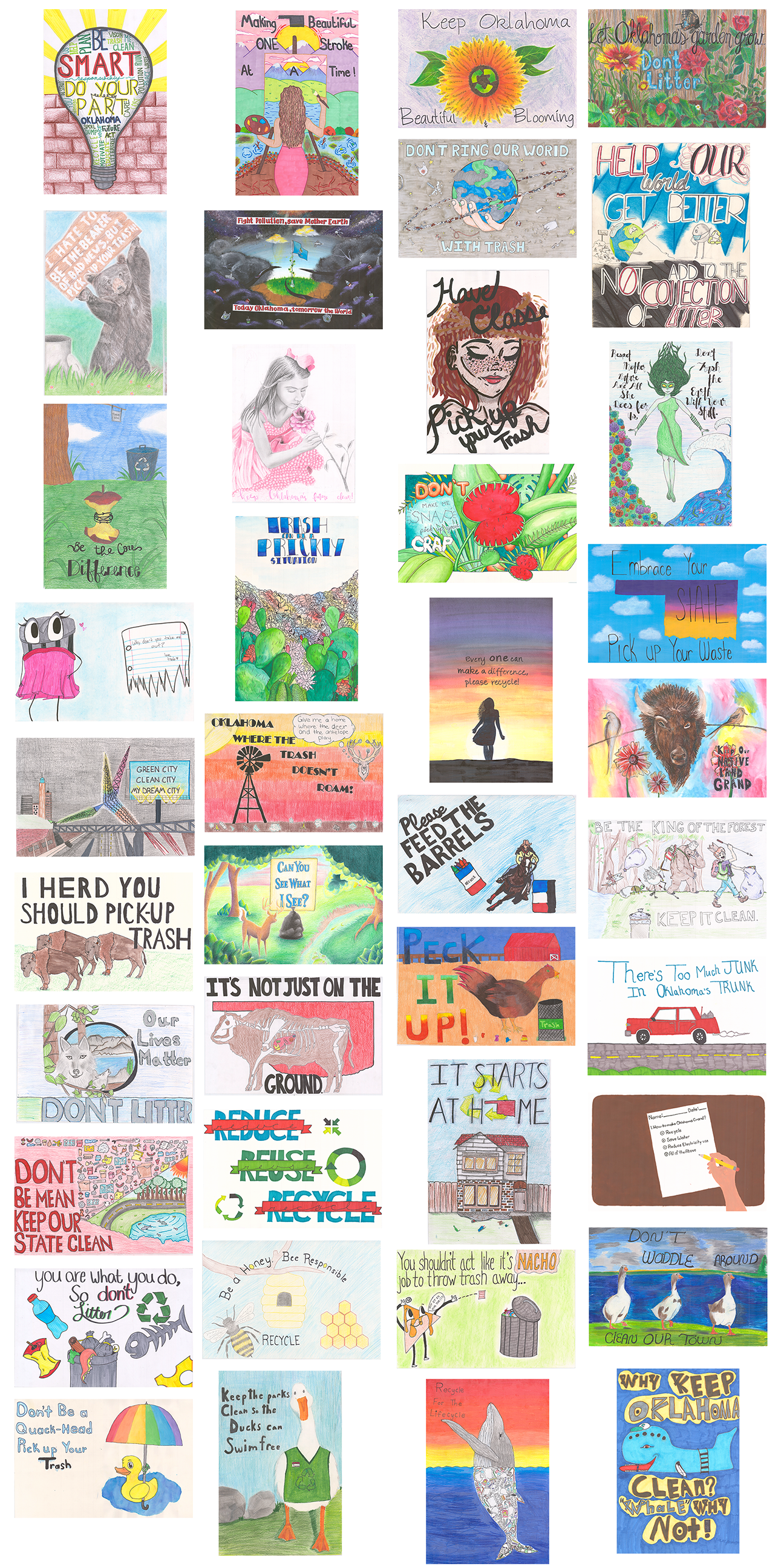 compilation image of children's hand-drawn art posters