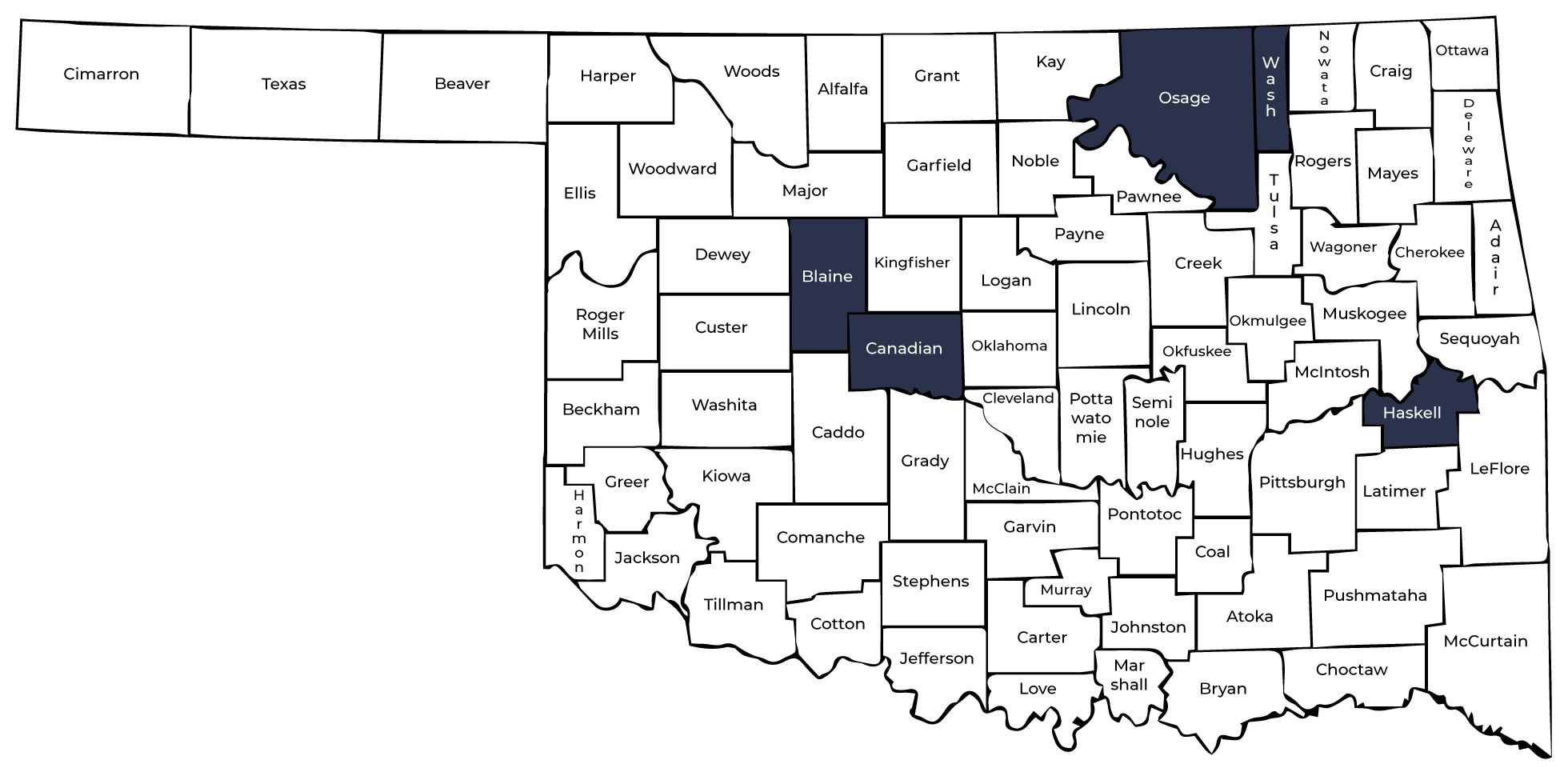 oklahoma state map with counties