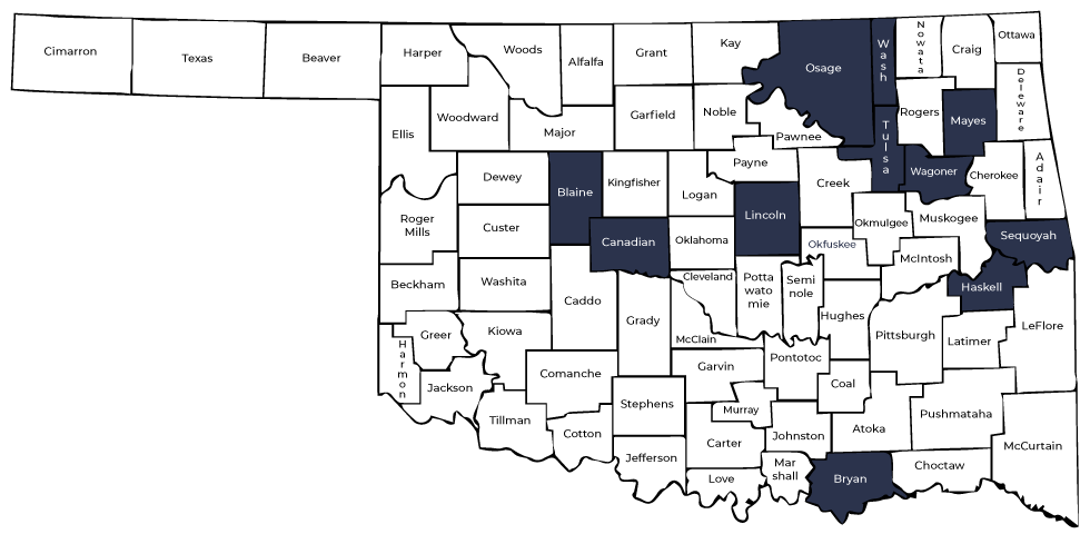 oklahoma state map with counties