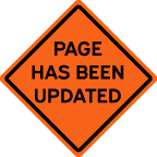 orange construction sign with text page has been updated