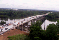 Traffic Flowing Eastbound Across Bridge