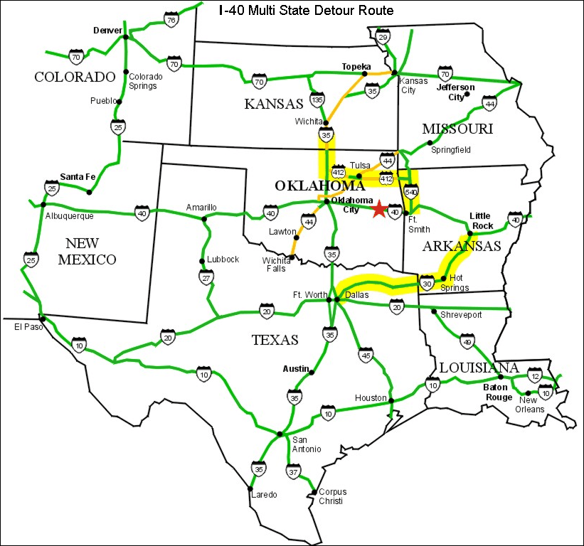 Map Of Us Interstate 40