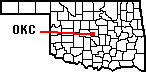 State outline showing Oklahoma City