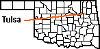 State outline showing Tulsa
