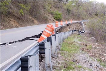 Picture showing landslide damage to highway