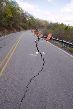 Picture showing landslide damage to highway